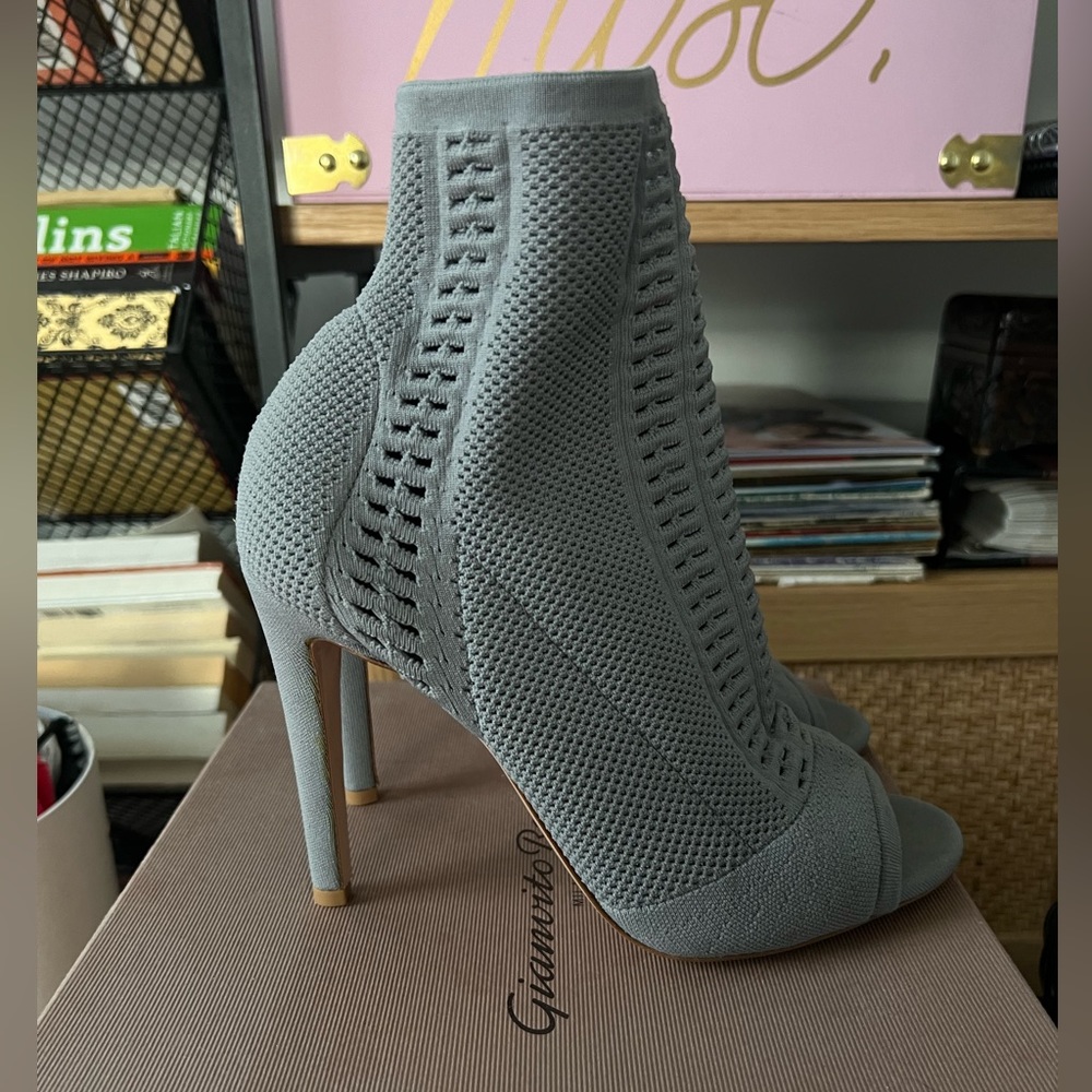Gianvito Rossi Vires 105 Open Knit Sock Boot Heels